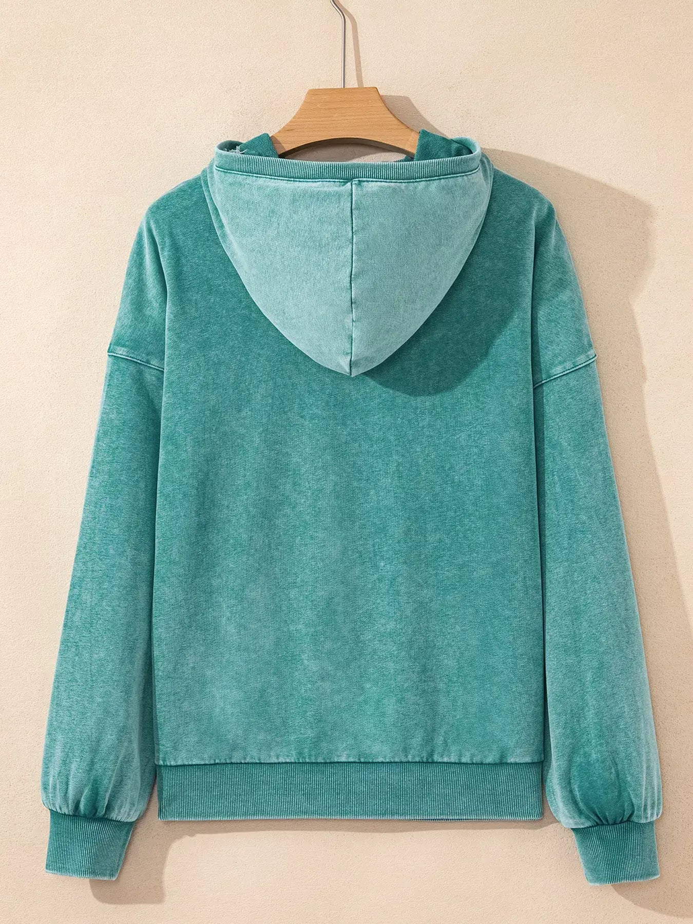 Half Zip Kangaroo Pocket Mineral Wash Baggy Hoodie - Trendsi - Flyclothing LLC