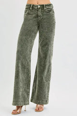 RISEN Full Size High Rise Wide Leg Corduroy Jeans Plus Size - Trendsi - Flyclothing LLC