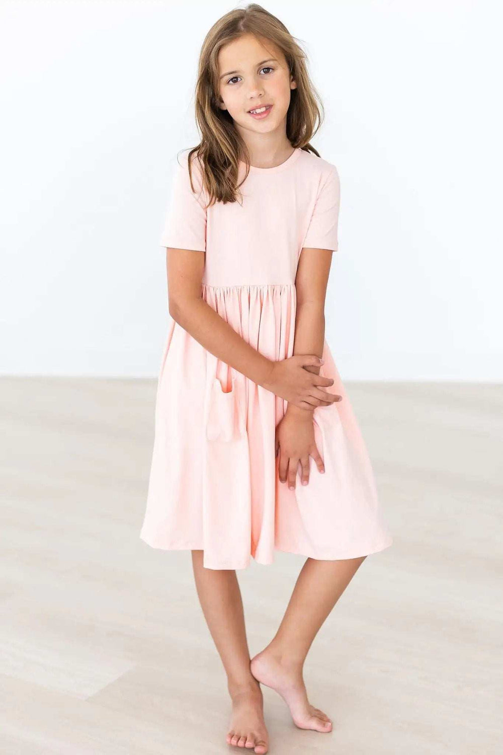 Peach S/S Pocket Twirl Dress - Mila & Rose ® - Flyclothing LLC