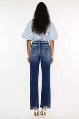 Kancan High Rise Distressed Slim Straight Jeans - Trendsi - Flyclothing LLC
