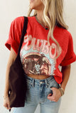 COWBOY Round Neck Short Sleeve T-Shirt - Trendsi