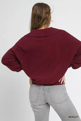 Umgee Linen Long Sleeves Elastic Hem Blouse - Trendsi - Flyclothing LLC