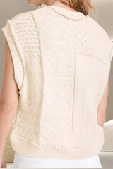 Cable-Knit Round Neck Sweater Vest - Trendsi - Flyclothing LLC