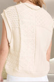 Cable-Knit Round Neck Sweater Vest - Trendsi - Flyclothing LLC
