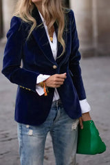 One Button Lapel Collar Long Sleeve Blazer - Trendsi - Flyclothing LLC