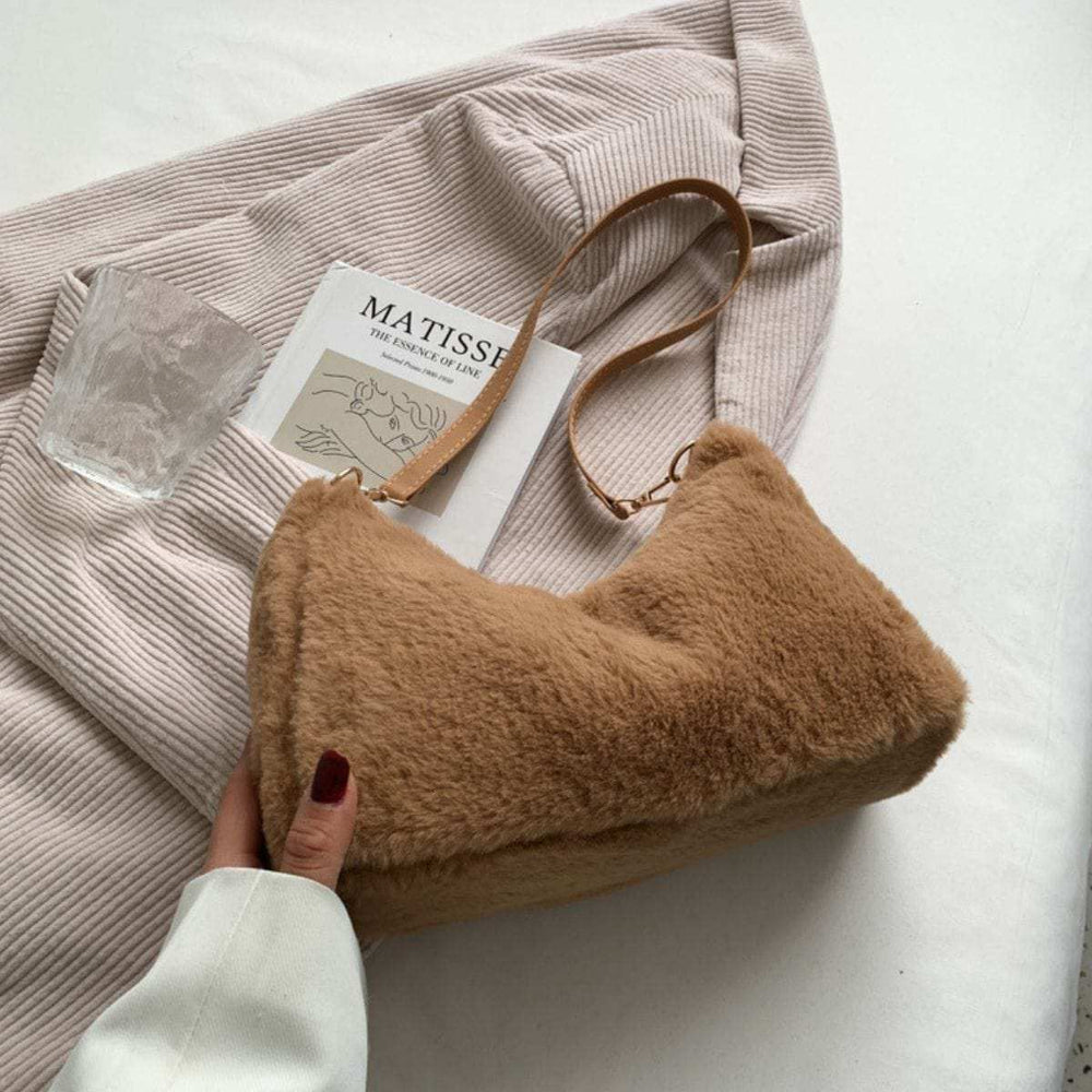 Faux Fur Removable Strap Shoulder Bag - Trendsi - Flyclothing LLC