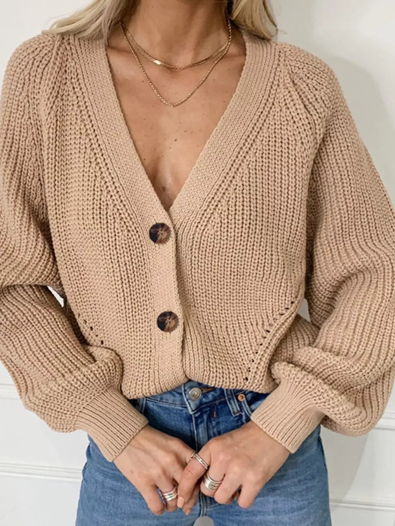 Full Size Chunky Knit Button-Down Cardigan Plus Size - Trendsi - Flyclothing LLC