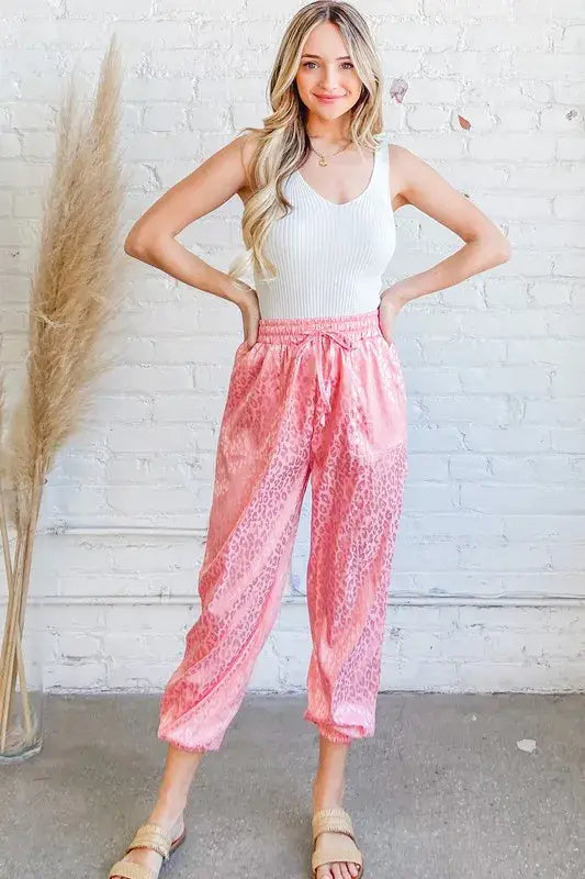 And The Why Satin Leopard Print Joggers - Trendsi - Flyclothing LLC