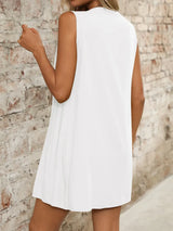 Tied Front Pleated Sleeveless Mini Dress - Trendsi - Flyclothing LLC