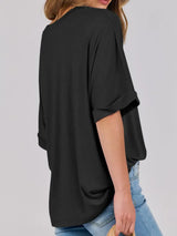 Round Neck Half Sleeve T-Shirt - Trendsi - Flyclothing LLC
