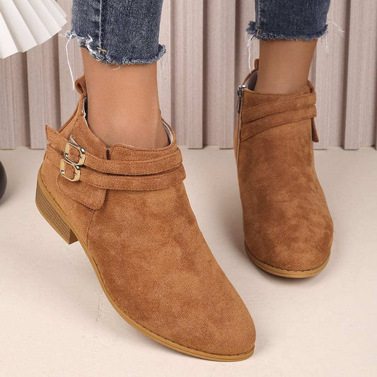 Point Toe Block Heel Boots - Trendsi - Flyclothing LLC