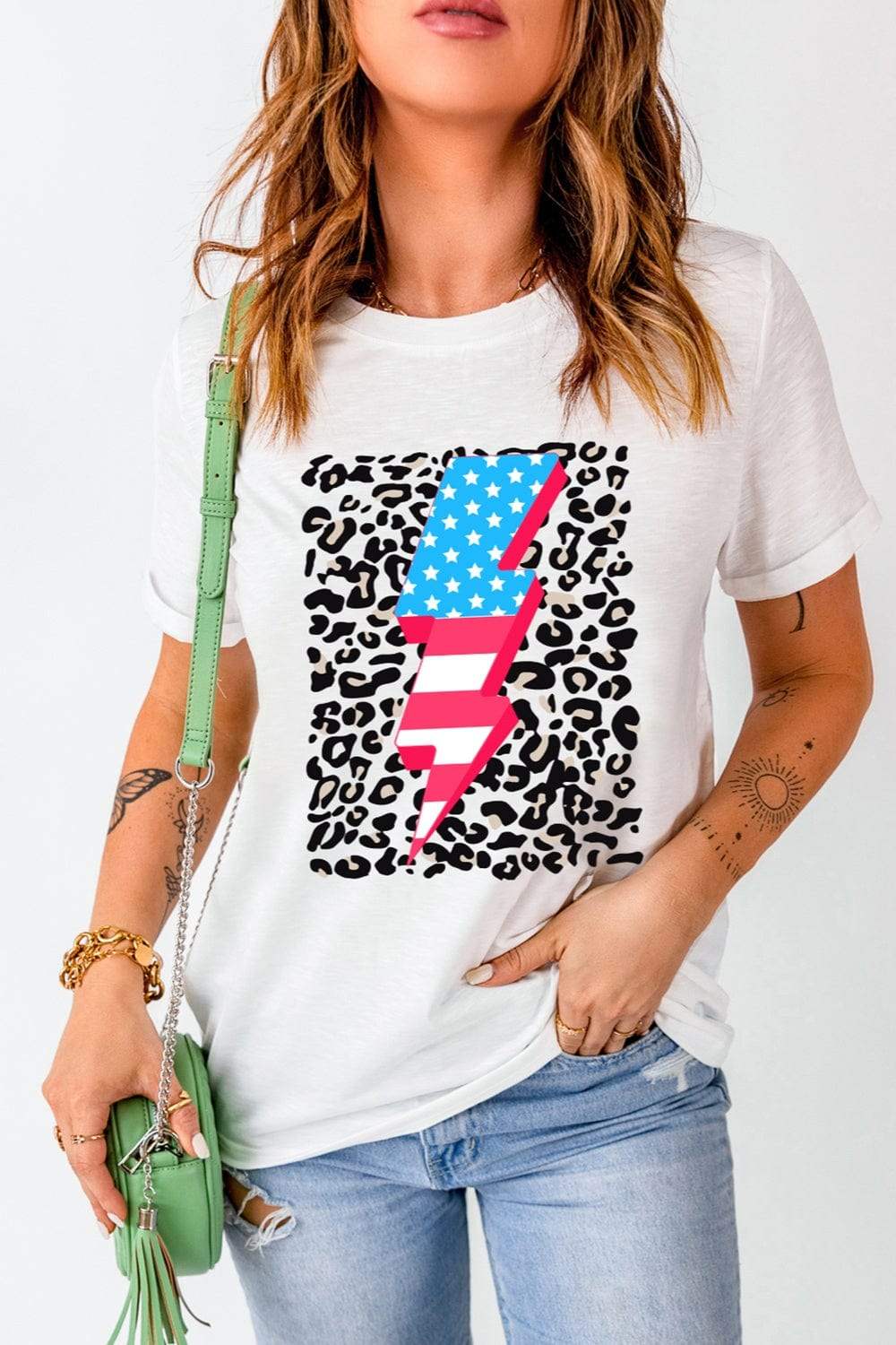 Graphic Round Neck Short Sleeve T-Shirt - Trendsi - Flyclothing LLC