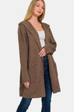 Zenana Hooded Open Front Sweater Cardigan - Trendsi - Flyclothing LLC