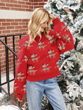 Reindeer Round Neck Long Sleeve Sweater - Trendsi - Flyclothing LLC