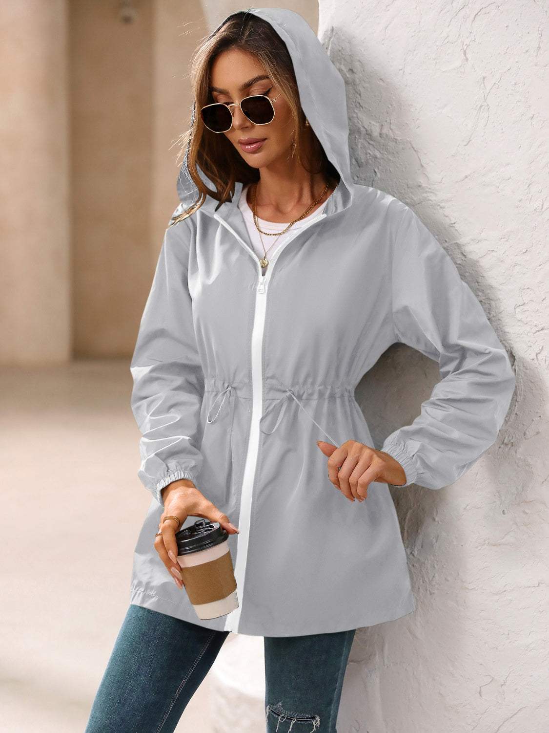 Ivy Lane Outdoor Waterproof Long Sleeve Hooded Windbreaker - Trendsi - Flyclothing LLC