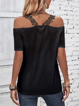 Full Size Lace Detail Short Sleeve T-Shirt - Trendsi - Flyclothing LLC