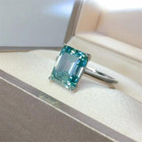 2 Carat 925 Sterling Silver Rectangle Shape Moissanite Ring - Trendsi