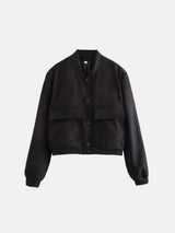 Pocketed Snap Down Baseball Collar Jacket - Trendsi - Flyclothing LLC