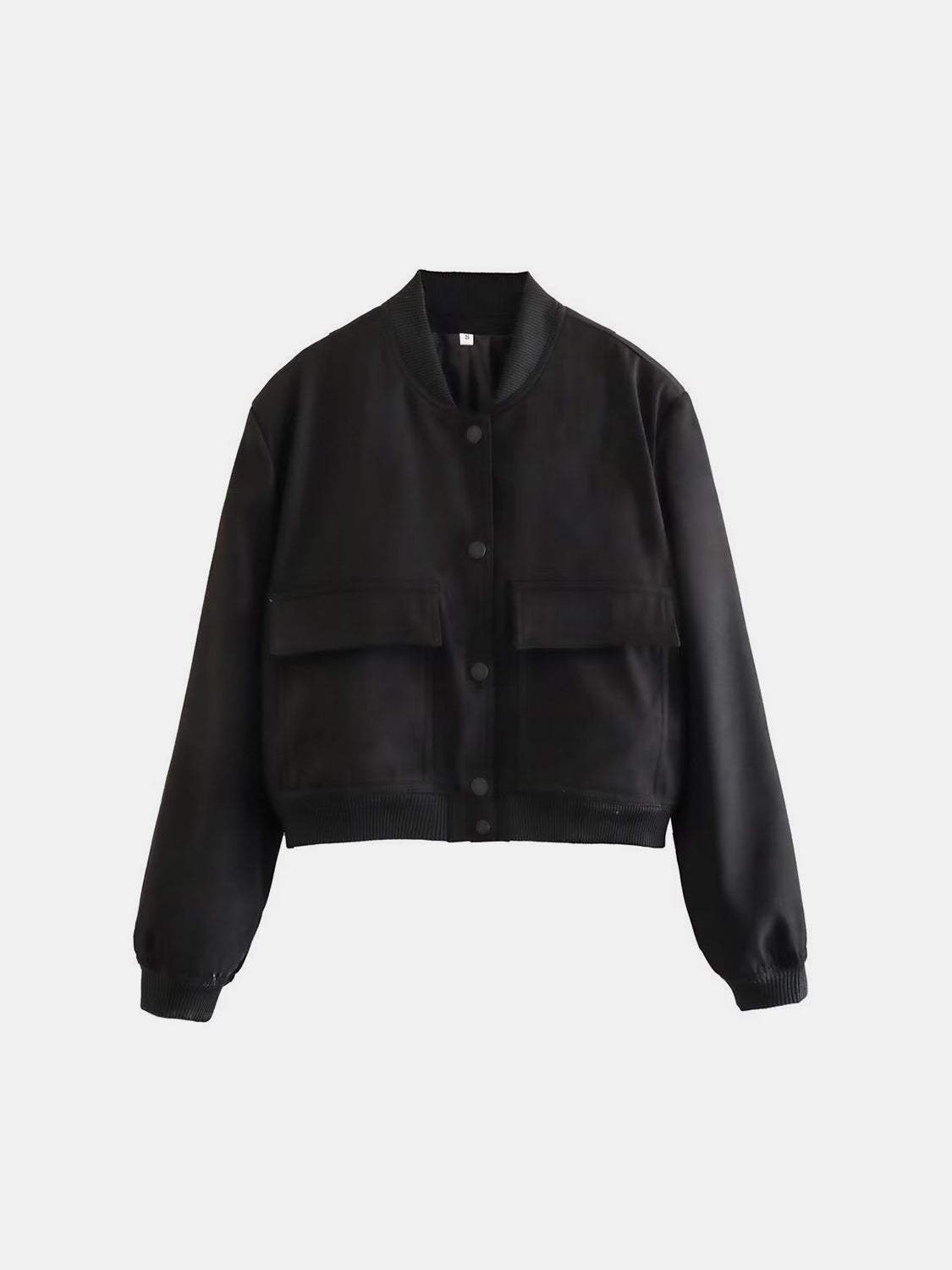 Pocketed Snap Down Baseball Collar Jacket - Trendsi - Flyclothing LLC