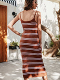Striped Scoop Neck Spaghetti Strap Sweater Dress - Trendsi - Flyclothing LLC