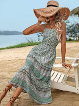 Tassel Printed Spaghetti Strap Dress - Trendsi - Flyclothing LLC
