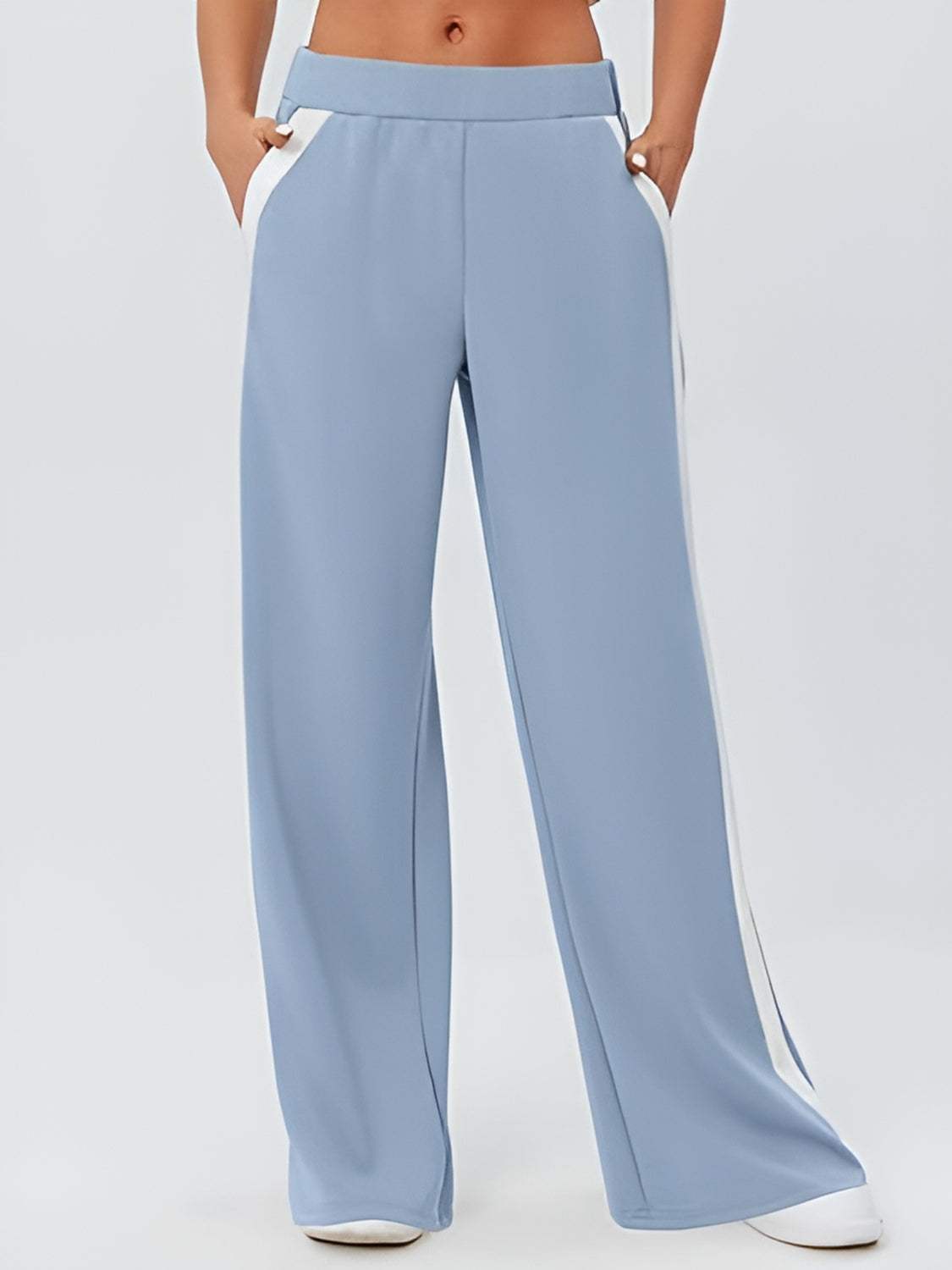 Side Striped Wide Leg Pants - Trendsi - Flyclothing LLC