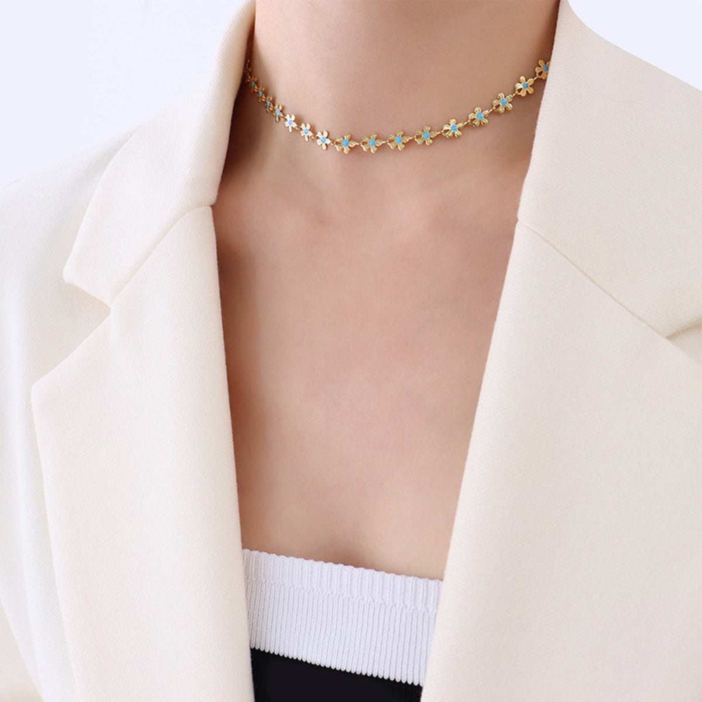 Titanium Steel Drip Oil Flower Necklace - Trendsi - Flyclothing LLC