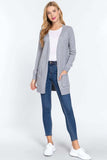 ACTIVE BASIC Open Front Long Sleeve Cardigan - Trendsi - Flyclothing LLC