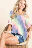 BiBi Tie Dye French Terry Strapped One Shoulder Top - Trendsi - Flyclothing LLC