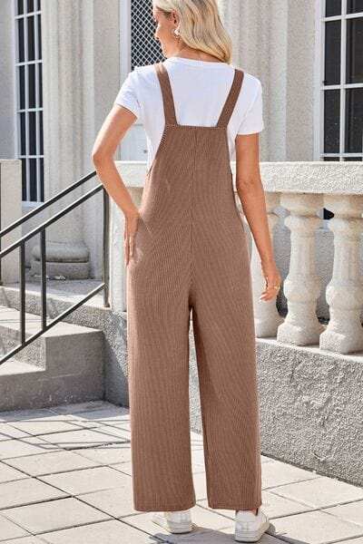 Lovelet Square Neck Wide Strap Overalls with Pockets - Trendsi - Flyclothing LLC