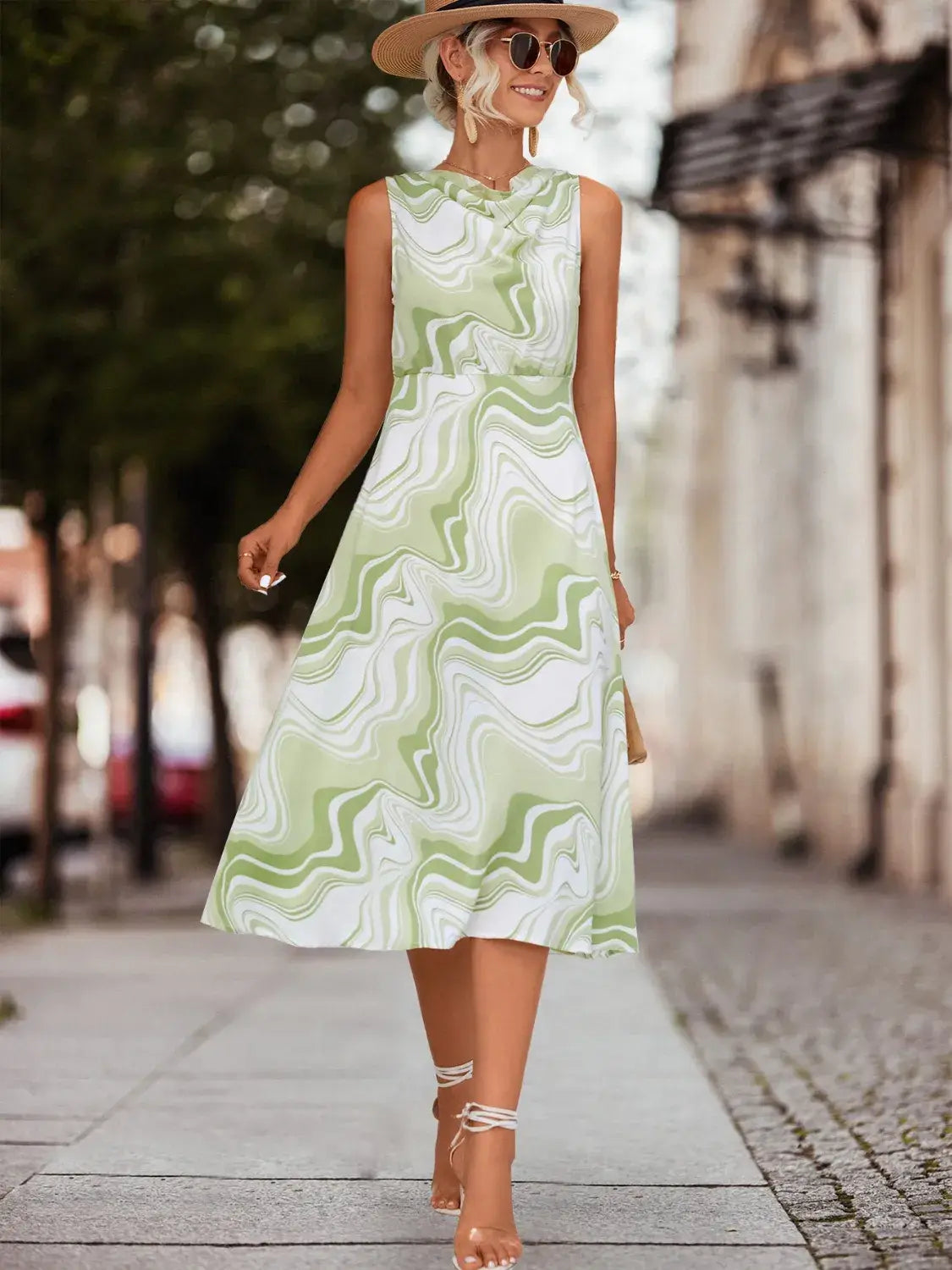 Printed Sleeveless Midi Dress - Trendsi - Flyclothing LLC
