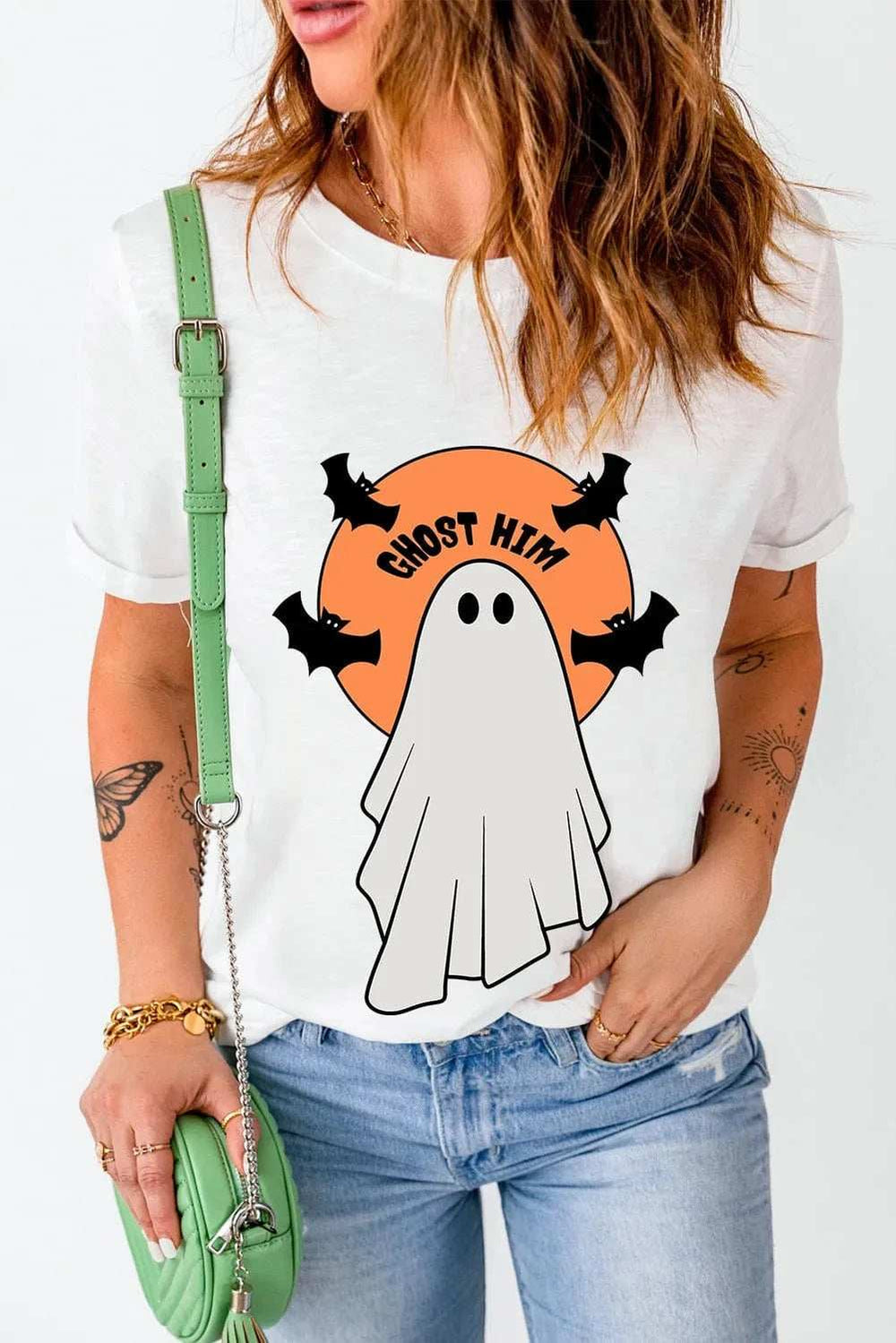 Full Size Ghost Round Neck Short Sleeve T-Shirt - Trendsi - Flyclothing LLC