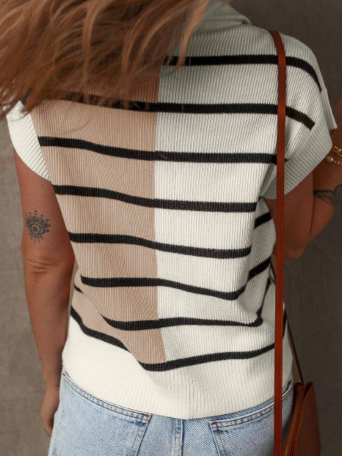 Striped Half Zip Sweater Vest - Trendsi - Flyclothing LLC