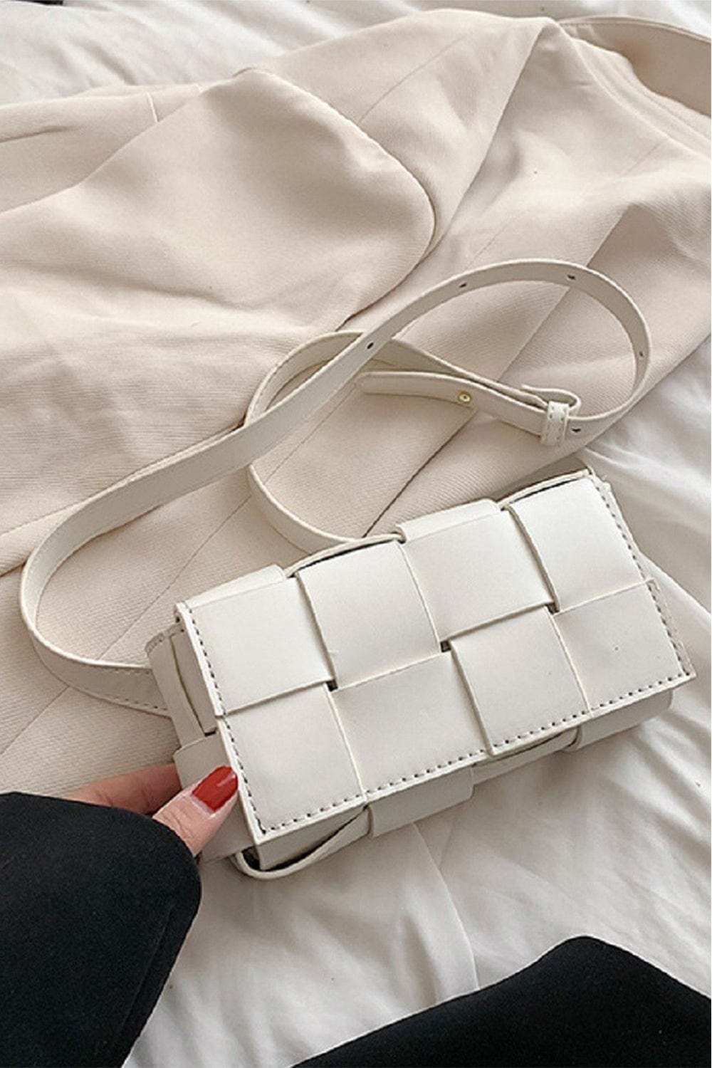 Zenana Vegan Leather Woven Crossbody Bag - Trendsi - Flyclothing LLC