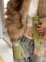Cable Knit Warm Gloves - Trendsi - Flyclothing LLC