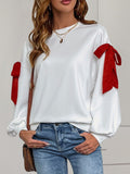 Perfee Bow Round Neck Long Sleeve Sweatshirt - Trendsi