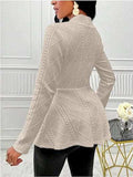 One Button Textured Peplum Cardigan - Trendsi - Flyclothing LLC