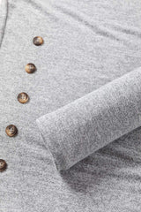 Decorative Button Round Neck Long Sleeve Top - Trendsi - Flyclothing LLC