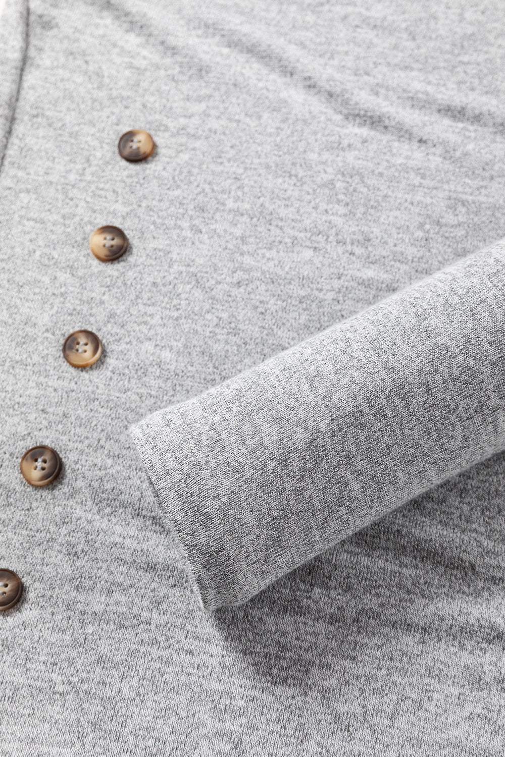 Decorative Button Round Neck Long Sleeve Top - Trendsi - Flyclothing LLC