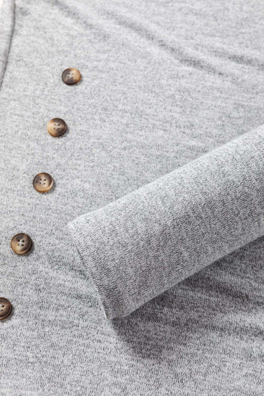 Decorative Button Round Neck Long Sleeve Top - Trendsi - Flyclothing LLC