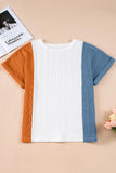 Textured Color Block T Shirt - Trendsi