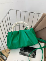 Pearl Handle Ruched Crossbody Bag - Trendsi - Flyclothing LLC