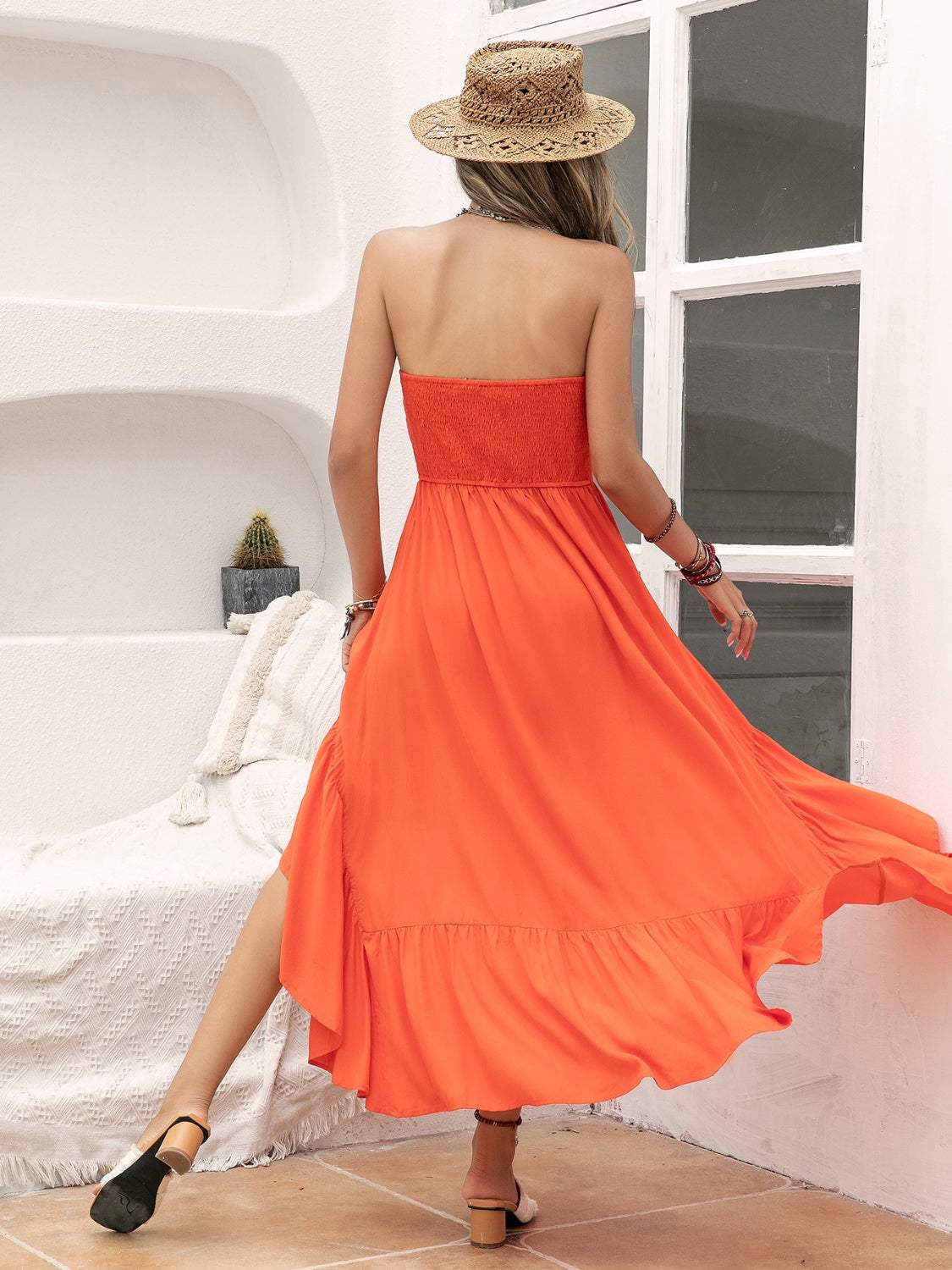 High-Low Ruched Tube Dress - Trendsi - Flyclothing LLC