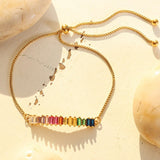 Contrast Zircon Titanium Steel Bracelet - Trendsi