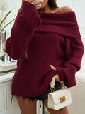 Off-Shoulder Extra-Long Sleeve Sweater - Trendsi - Flyclothing LLC