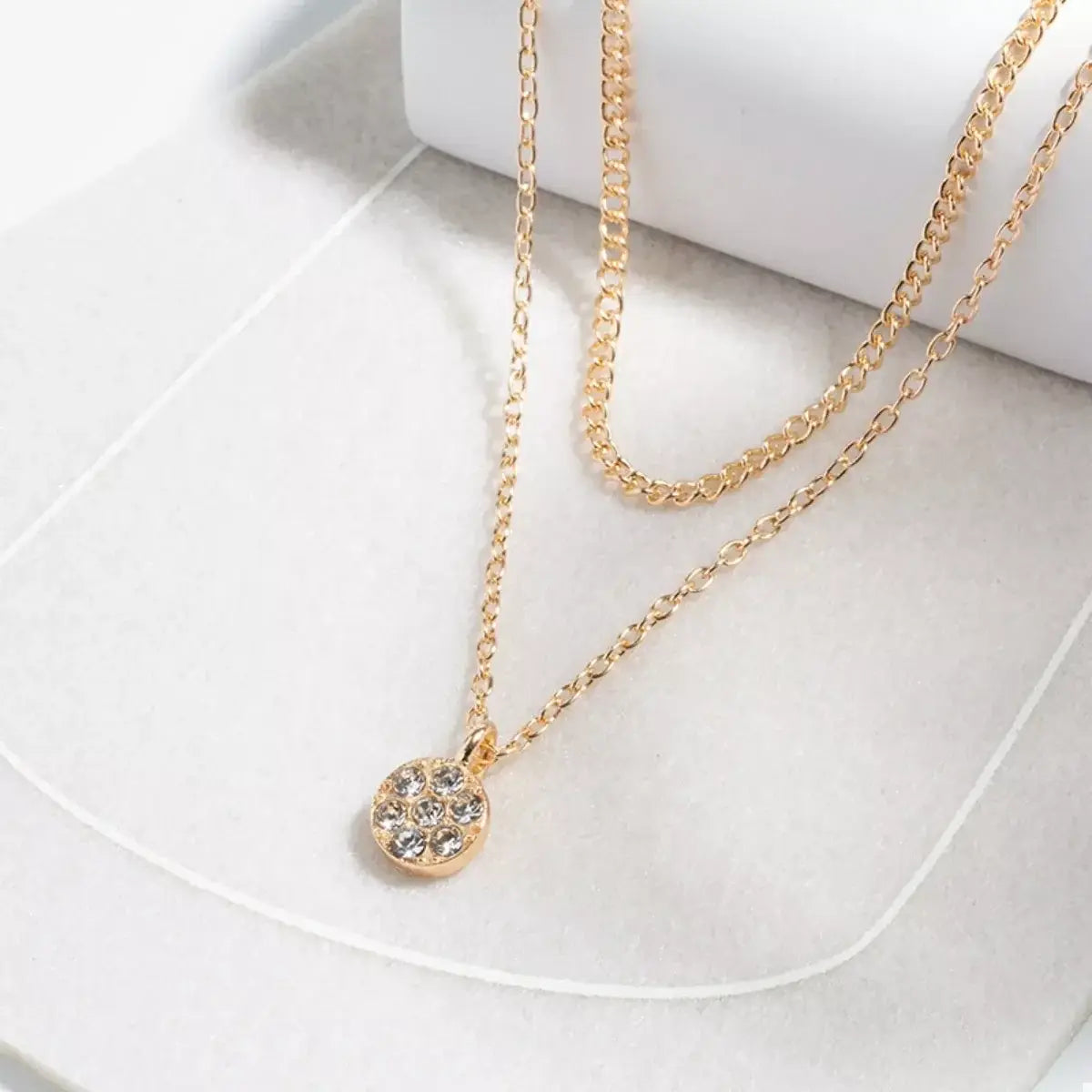 Double Layered Pendant Necklace - Trendsi - Flyclothing LLC
