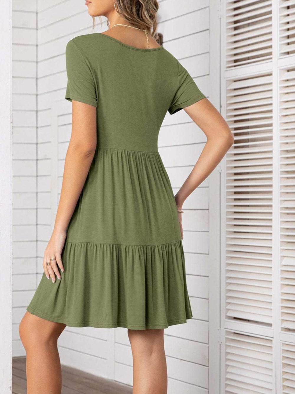 Round Neck Short Sleeve Mini Tee Dress - Trendsi - Flyclothing LLC