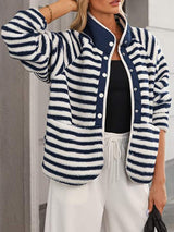 Pocketed Half Snap Sherpa Jacket - Trendsi - Flyclothing LLC