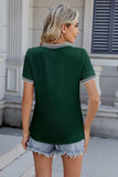 Contrast Trim Round Neck Short Sleeve T-Shirt - Trendsi - Flyclothing LLC