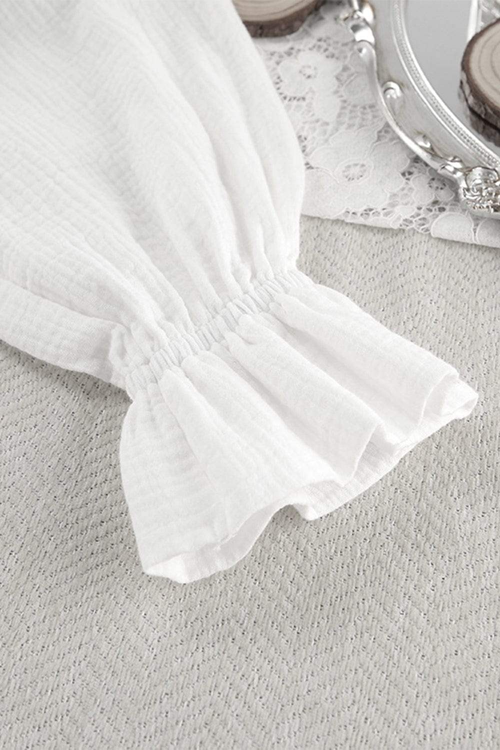 Breathable Ruffled V-Neck Long Sleeve Top and Pants Set - Trendsi - Flyclothing LLC